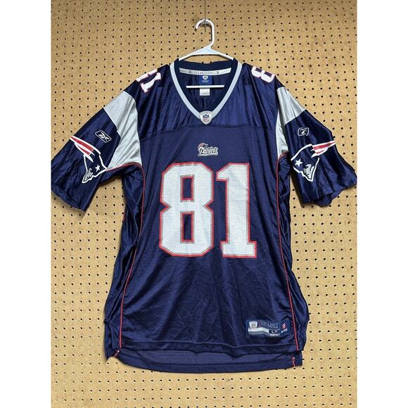 Reebok Randy Moss #81 New England Patriots NFL Jersey Blue Men’s Large Tall - Picture 1 of 8
